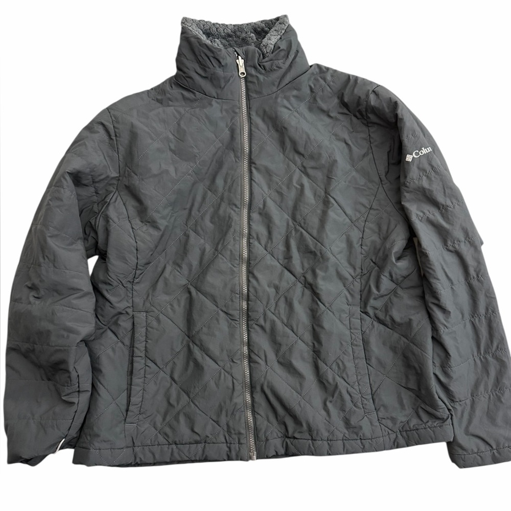 Columbia Quilted Insulated Jacket Fleece‎ Lined Gray Full Zip Men’s XL